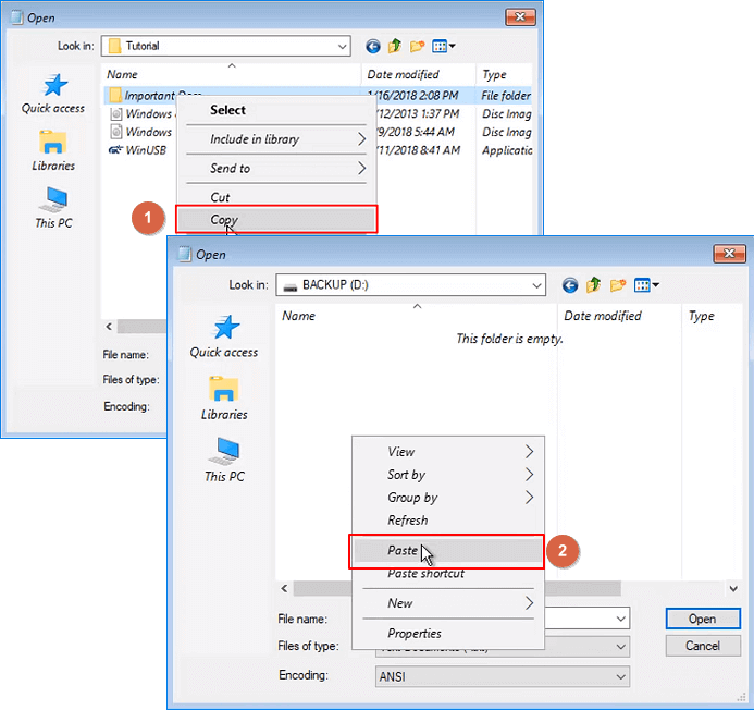 USB 설치 프로그램을 통해 부팅 할 수없는 창에서 파일에 액세스7