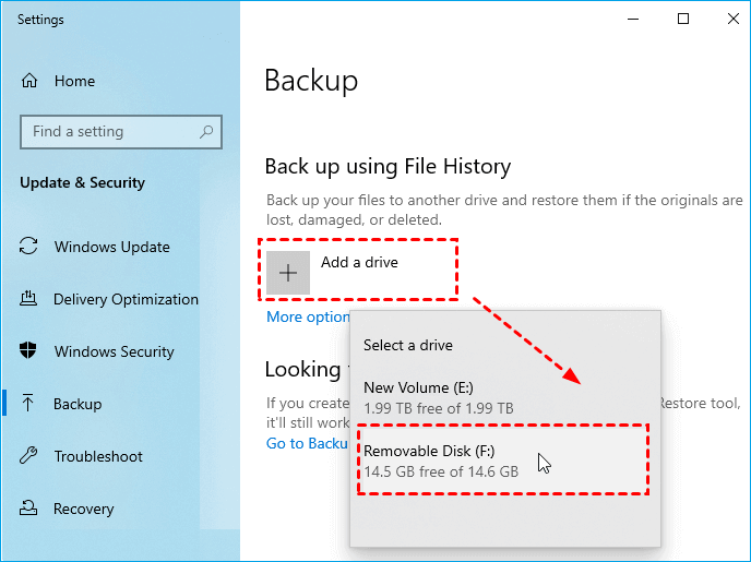 Windows 10의 파일 기록으로 필수 데이터 백업 - 3단계