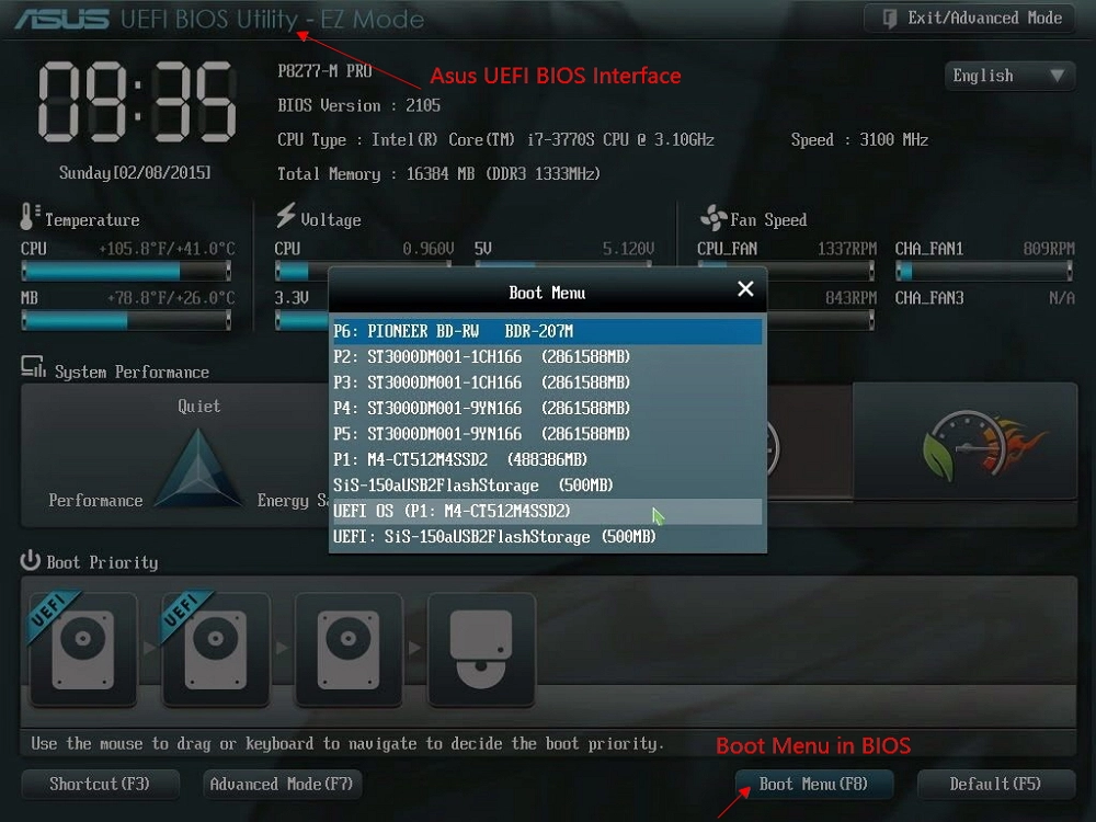 BIOS에서 복제된 하드 드라이브에서 부팅