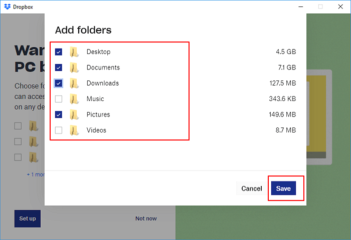 백업할 파일 선택