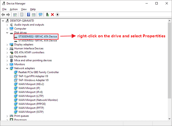 장치 관리자의 Windows 10에서 내부 하드 드라이브가 이동식으로 표시되는 문제 수정