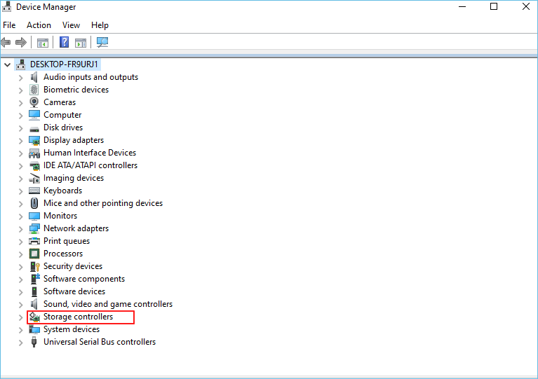 스토리지 컨트롤러를 클릭하세요