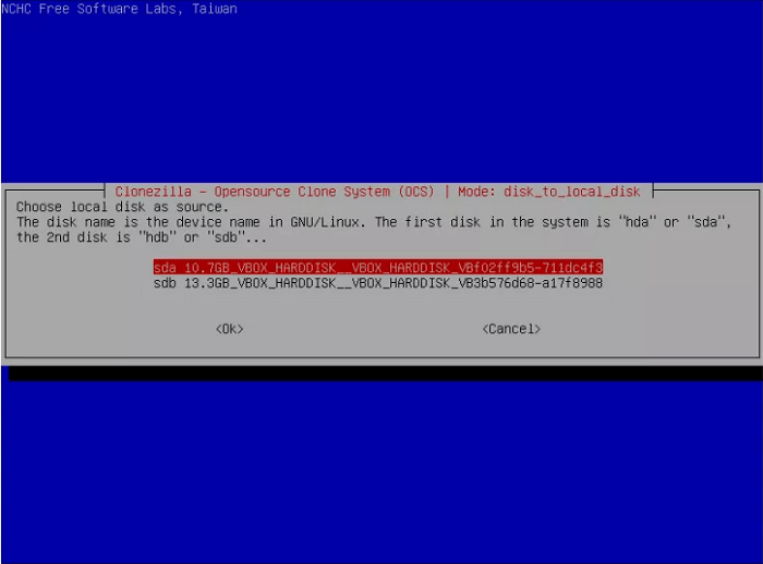소스 디스크 선택