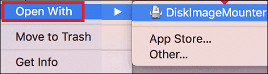 디스크 이미지 마운터 옵션을 선택하세요