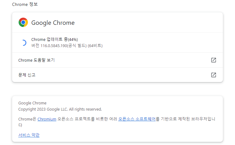 Chrome을 최신 버전으로 업데이트