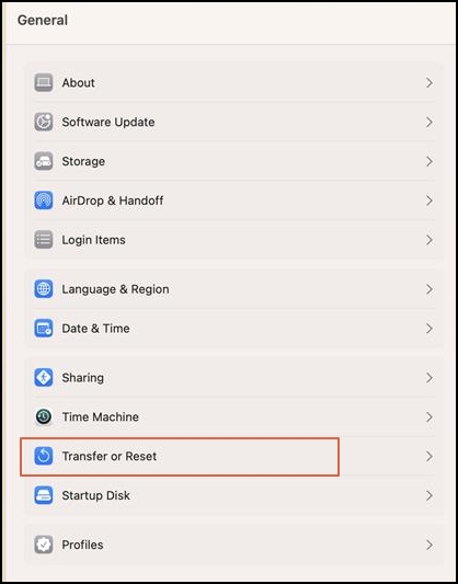 전송 또는 재설정을 클릭하세요