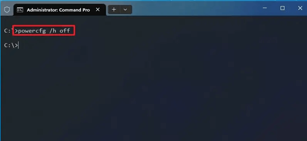 빠른 시작을 비활성화하려면 명령줄을 입력하십시오.
