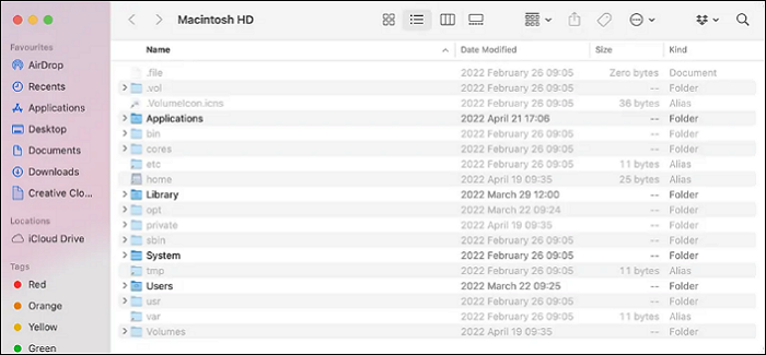 숨겨진 폴더 표시