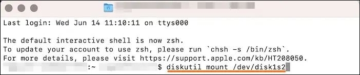 Diskutil을 사용하여 마운트