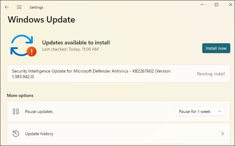 윈도우 업데이트 설치