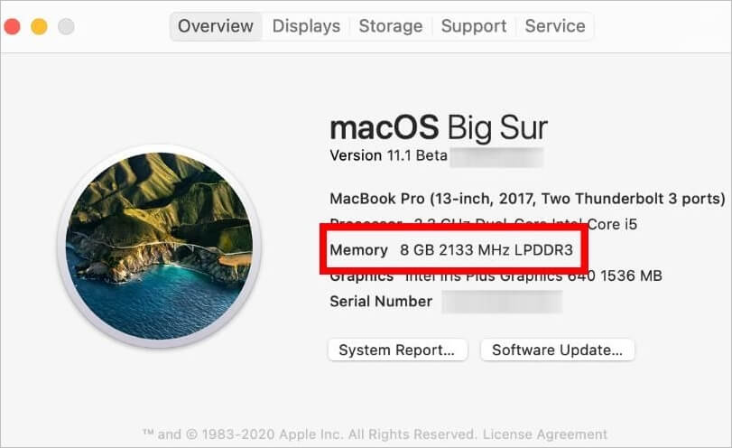 RAM을 확인하여 macOS 13 Ventura 업그레이드 실패 수정