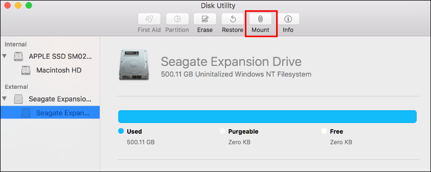 Mac에 디스크 마운트