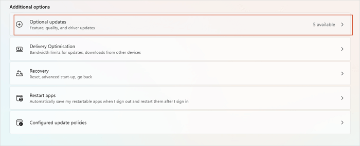 선택적 업데이트 Windows 11