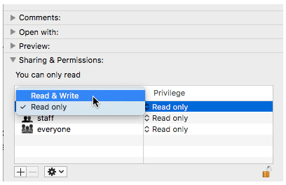 쓰기 금지 맥 제거