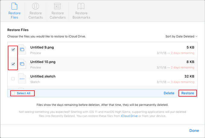 icloud 백업에서 손실 된 Mac 파일 복원3