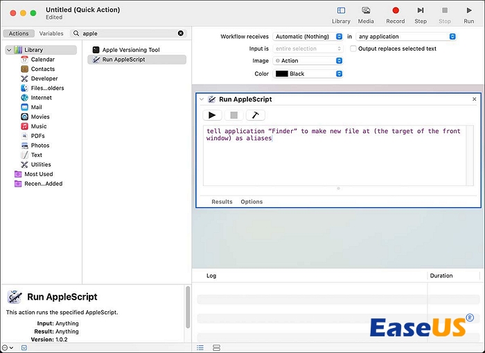 Apple 스크립트 실행