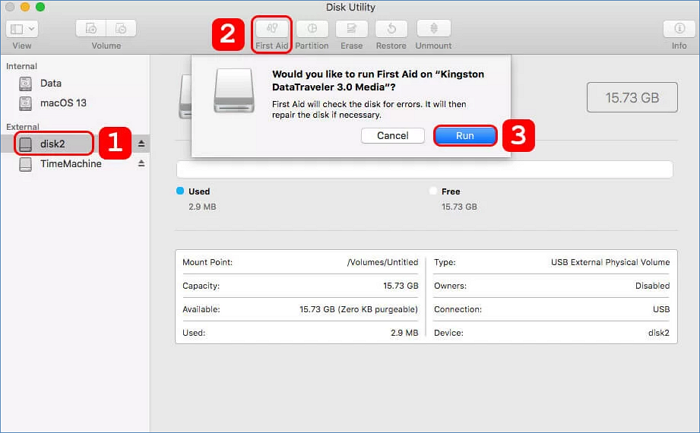 SD 카드 손상 문제를 해결하기 위해 응급 처치를 실행하십시오.