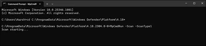 Windows Defender 검사 시작