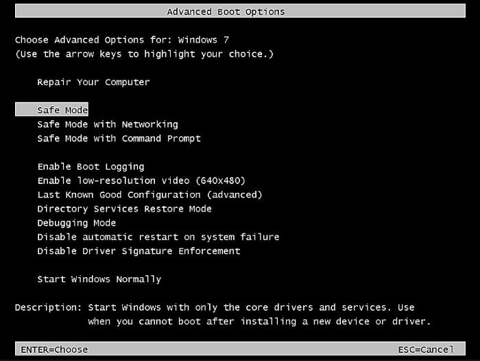 Windows가 안전 모드를 통해 파일을 로드하는 문제 수정