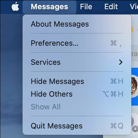 메시지 옵션을 누르세요