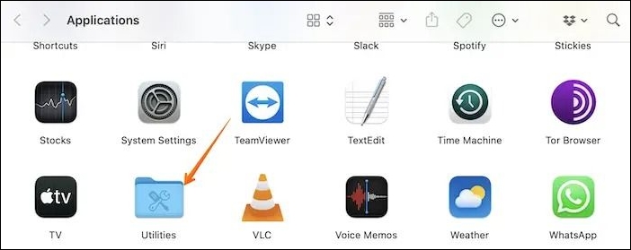 유틸리티 폴더 열기