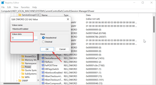 값 데이터를 0으로 설정
