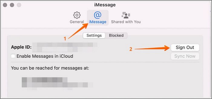 MacBook Air의 iMessage에서 로그아웃