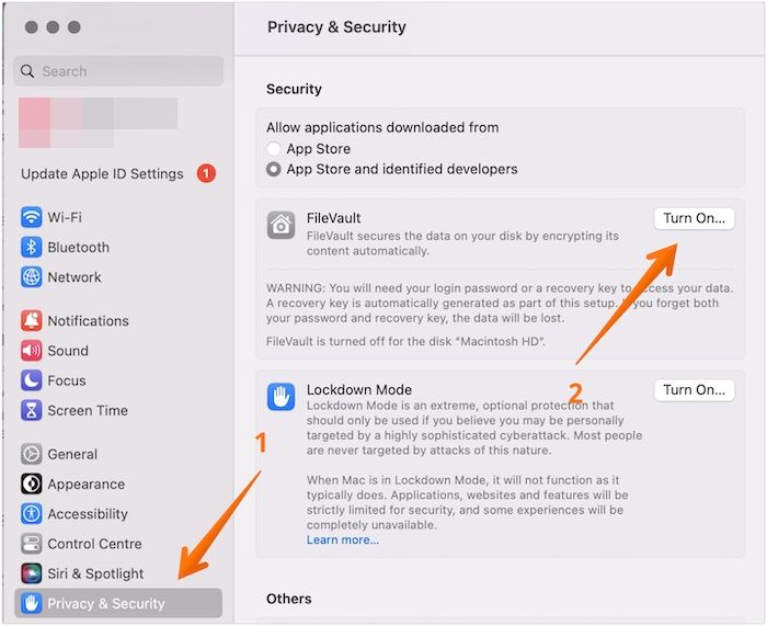 Mac에서 Firevault 끄기