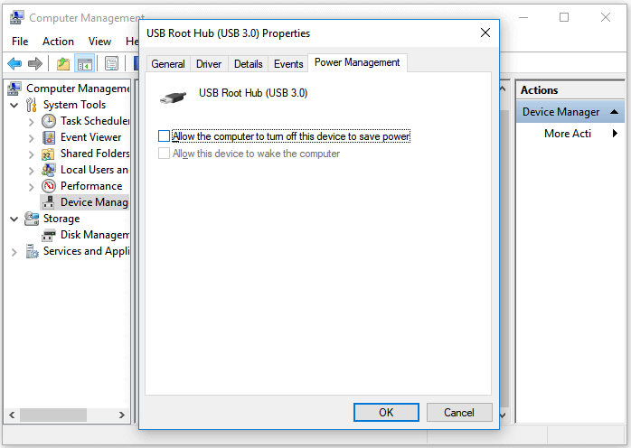 Seagate 외장 하드 드라이브 표시등이 깜박이지만 작동하지 않음-USB 루트 허브를 켭니다.