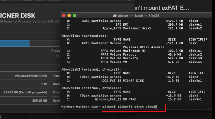 Diskutil 디스크 꺼내기