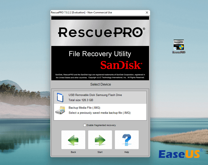 USB를 선택하고 스캐닝을 시작하세요