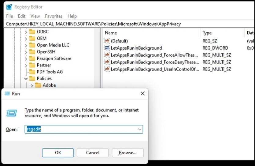레지스트리 편집기 열기