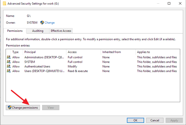내 여권 액세스가 거부 된 wd 수정 권한 변경
