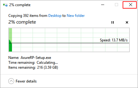 파일 복사 프로세스를 취소합니다.