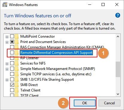 차등 압축 제거를 선택 취소합니다.