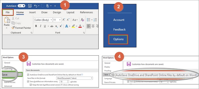 Windows에서 자동 저장 비활성화