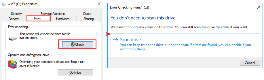 손상된 마스터 파일 테이블