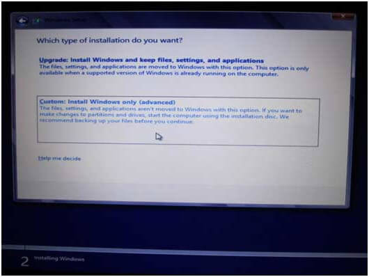할당되지 않은 공간 선택