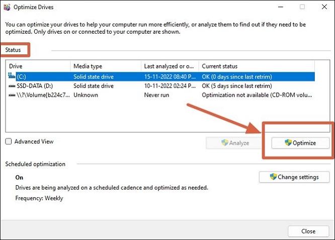 Windows 드라이브 검사 최적화