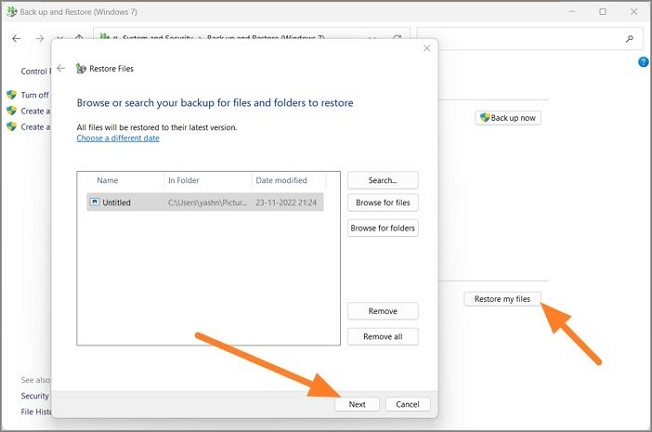 백업에서 덮어쓴 단어를 복구하세요