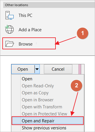 Office 응용 프로그램으로 손상된 파일 복구