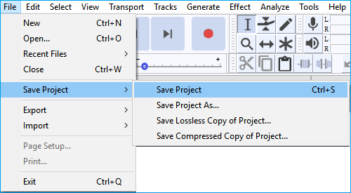 저장되지 않은 Audacity를 복원합니다.