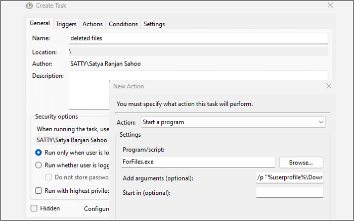 작업 스케줄러를 사용하여 x일보다 오래된 파일을 자동으로 삭제했습니다.