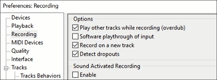 대담함은 환경 설정을 기록하지 않습니다.