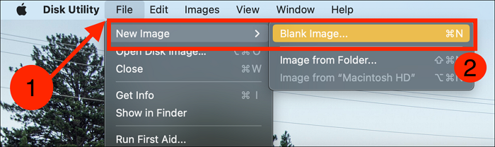 Spotlight를 사용하여 새 DMG 파일 만들기