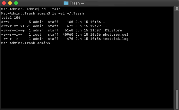 터미널을 사용하여 복구