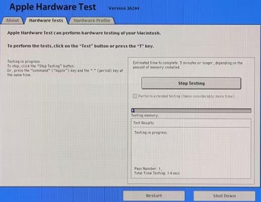 Apple 진단 -1 실행