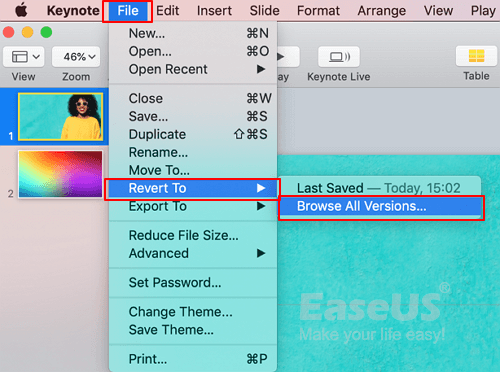 손실된 파일의 이전 버전 열기