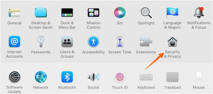 Mac에서 보안 및 개인정보 보호 열기