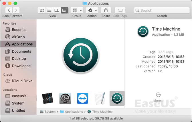 Time Machine 백업을 엽니다.
